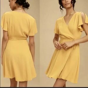 Lulus Yellow Wrap Dress